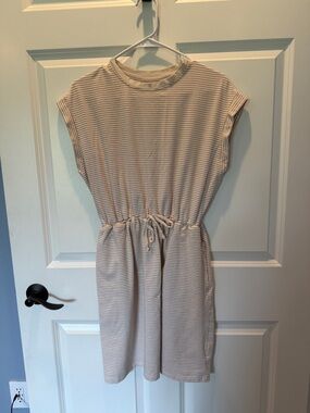 Striped Drawstring Waist Tee Dress